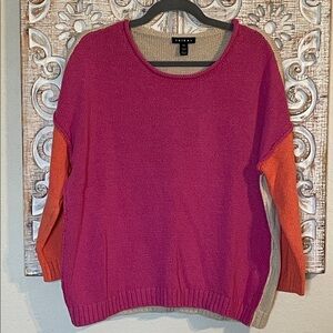 Tribal Fuchsia and Tangerine Crew Neck Sweater
